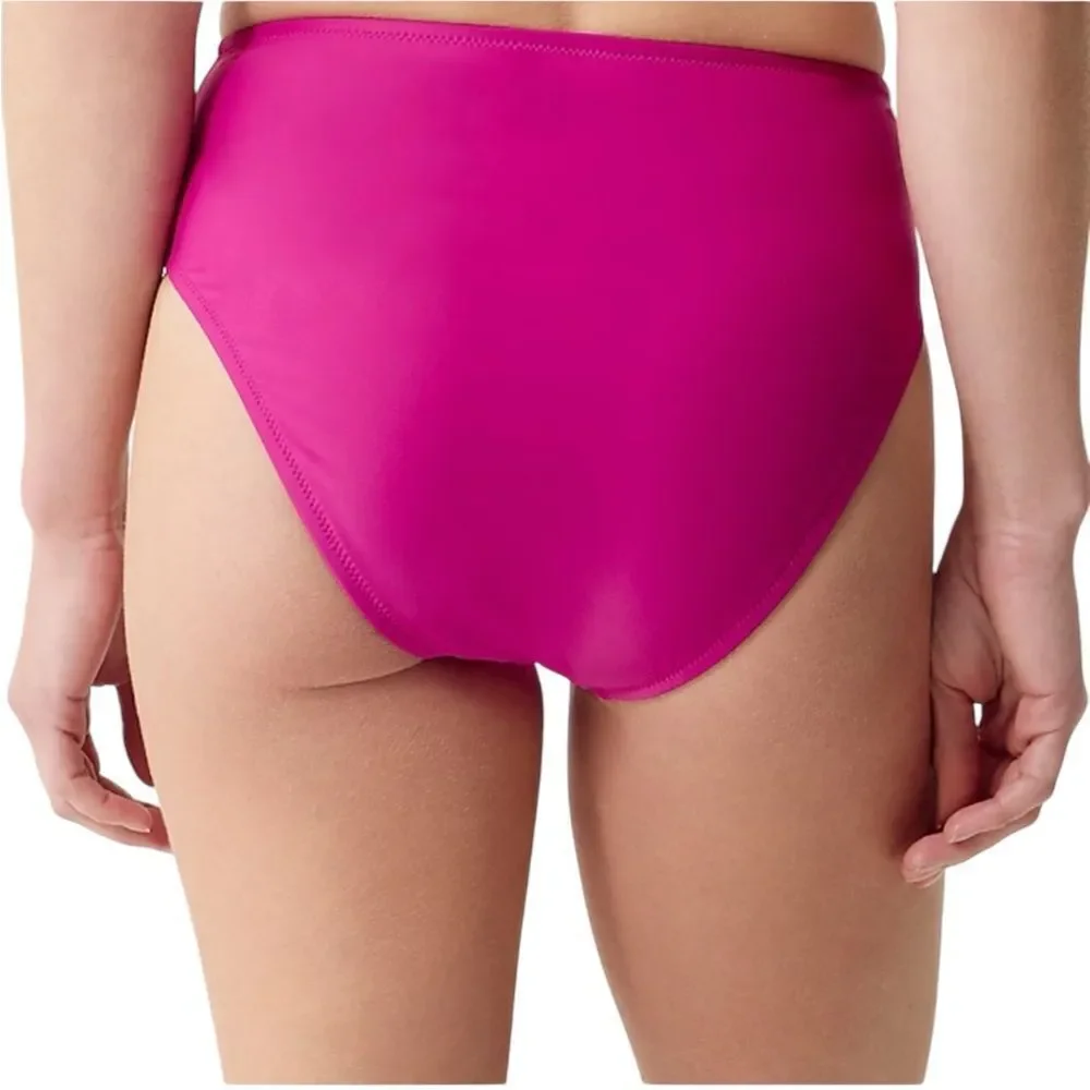 J Crew Radiant Fuchsia Hallie High Rise Bikini Bottom Sz XS NWT